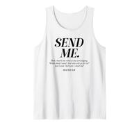 Here Am I Send Me Isaías 6:8 Verso de la Biblia Cristiana Hombres Mujeres Camiseta sin Mangas