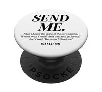 Here Am I Send Me Isaías 6:8 Verso de la Biblia Cristiana Hombres Mujeres PopSockets PopGrip Adhesivo