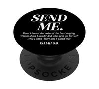 Here Am I Send Me Isaías 6:8 Verso de la Biblia Cristiana Hombres Mujeres PopSockets PopGrip Adhesivo
