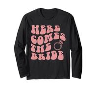 Here Come The Bride Party Retro Groovy Despedida de Soltera a Juego Manga Larga