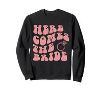 Here Come The Bride Party Retro Groovy Despedida de Soltera a Juego Sudadera