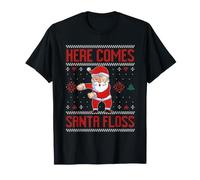 Here Comes Santa Floss Feliz Navidad Hilo Dental Navidad Divertido Camiseta