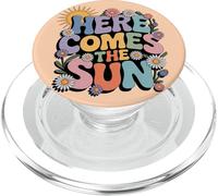 Here Comes Sun Retro Flor Primavera Feliz Verano PopSockets PopGrip para MagSafe