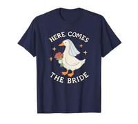 Here Comes The Bride Goose Wedding Look Style Bordado Camiseta