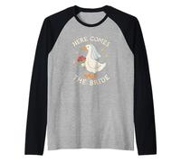 Here Comes The Bride Goose Wedding Look Style Bordado Camiseta Manga Raglan