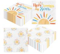 Here Comes The Son - Decoración para baby shower, 40 servilletas desechables retro bohemias de papel Little Ray Of Sunshine, servilletas de baby shower, decoraciones de fiesta de sol bohemio para