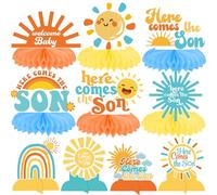 Here Comes The Son Honeycomb Centerpieces Here Comes The Son - Decoraciones para baby shower, 13 piezas de centros de mesa para mesa de sol, suministros de baby shower, decoración bohemia de mesa de