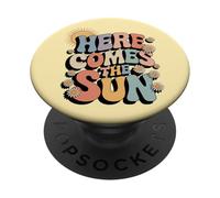 Here Comes The Sun Retro Flower Spring Happy Summer PopSockets PopGrip Adhesivo