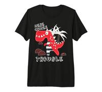 Here Comes Trouble Dino Dinosaurio Lindo niño niña niños Camiseta Premium