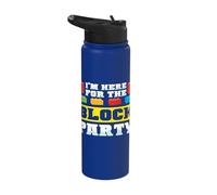 Here For The Block Party Building Brick Builder Funny Kids Stainless Steel Insulated Water Bottle