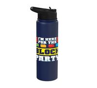 Here For The Block Party Building Brick Builder Funny Kids Stainless Steel Insulated Water Bottle