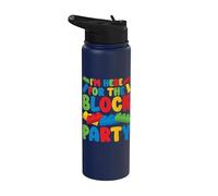 Here For The Block Party Cumpleaños Bloque de construcción de ladrillos Stainless Steel Insulated Water Bottle