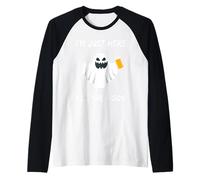 Here For The Boos - Divertido Disfraz de Fantasma de Halloween para Hombres y Mujeres Camiseta Manga Raglan