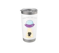 Here For The Cats Alien Space Ship Stars Galaxy Kitten Funny Vaso térmico de acero inoxidable de doble pared