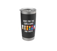Here for the Girls Gays and Theys LGBT Ally Pride Cat LGBTQ Vaso térmico de acero inoxidable de doble pared