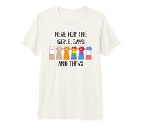 Here for The Girls Gays and Theys Womens Ally Cat Pride LGBT Camiseta Premium
