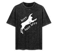 Here Hare Here Unisex T-Shirt Printed tee Graphic Top Men Black Shirt S