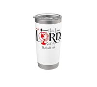 Here I Am Lord Send Me Red Christian Bible Verse Isaiah 6:8 Vaso térmico de acero inoxidable de doble pared