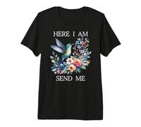 Here I Am Send Me God Isaiah 6:8 Bible Christian Hummingbird Camiseta Premium