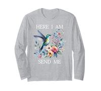 Here I Am Send Me Isaiah 6:8 Bible Christian Hummingbird Manga Larga