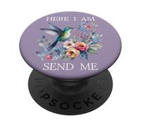 Here I Am Send Me Isaiah 6:8 Bible Christian Hummingbird PopSockets PopGrip Adhesivo