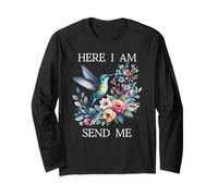 Here I Am Send Me Isaiah 6:8 Bible Christian Mom Hummingbird Manga Larga
