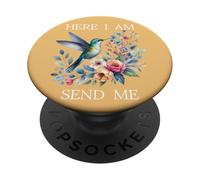 Here I Am Send Me Isaiah 6:8 Bible Christian Mom Hummingbird PopSockets PopGrip Adhesivo