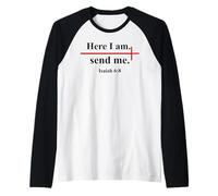 Here I Am Send Me Isaiah 6:8 Bible Verse Christian Cross Camiseta Manga Raglan