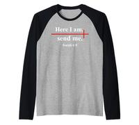 Here I Am Send Me Isaiah 6:8 Christian Cross Bible Verse Camiseta Manga Raglan