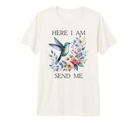 Here I Am Send Me Scripture Isaiah 6:8 Christian Hummingbird Camiseta Premium