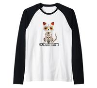 Here Kitty Kitty Kitten - Disfraz de gato para decoración de Halloween Camiseta Manga Raglan