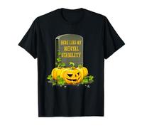 Here Lies My Mental Stability Ghosy Calabaza de Halloween Camiseta