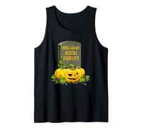 Here Lies My Mental Stability Ghosy Calabaza de Halloween Camiseta sin Mangas