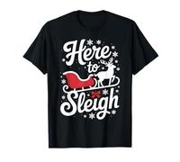 Here to Sleigh Funny Xmas Funny Slay Christmas Puns Reno Camiseta