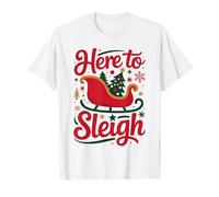 Here to Sleigh Funny Xmas Funny Slay Christmas Puns Reno Camiseta