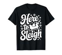 Here to Sleigh Funny Xmas Funny Slay Christmas Puns Reno Camiseta