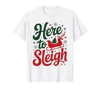 Here to Sleigh Funny Xmas Funny Slay Christmas Puns Reno Camiseta