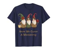 Here We Come A Wassailing Lindo Gnomos De Invierno Alegre Camiseta
