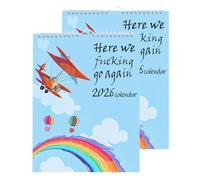 Here We Go Again 2026 - Calendario 2026, calendario 2026, calendario divertido para colgar el mes, coincidir con tu personalidad humana, Novelty Planning Wall Calendar Note Pads 2026 (paquete de 2)