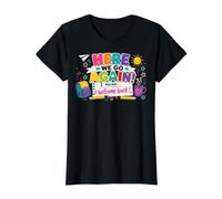 Here We Go Again I Mean Welcome Back to School Funny Teacher Camiseta gráfica económica, Mujer, Negro, XS