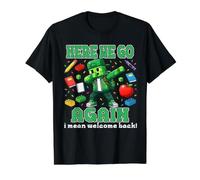 Here We Go Again, Quiero Decir, Bienvenido de Nuevo a la Escuela, Maestro de Nuevo. Camiseta gráfica económica, Hombre, Negro, XL