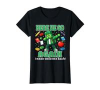 Here We Go Again, Quiero Decir, Bienvenido de Nuevo a la Escuela, Maestro de Nuevo. Camiseta gráfica económica, Mujer, Negro, XL