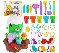 Herefun Accesorios Plastilina para Niños, 33 Piezas Herramientas Plastilina Moldes, Helado de Bricolaje Dinosaurio Juguete de Arcilla para Niños Cocina Creativo Plastilina (Verde)