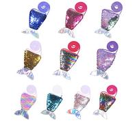 Herefun Bolsa con Lentejuelas para Niñas, 10Pcs Monedero Cola de Sirena Bolso Niño Monederos de Cola de Sirena, Mini Bandolera Carteras con Lentejuelas, Regalo de cumpleaños Fiesta Bolsas Regalo
