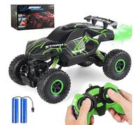 Herefun Coche Teledirigido, RC Coche con Luz LED, 4WD Coche Teledirigido Niños, RC Coche de Carreras de Alta Velocidad Todoterreno Recargable para Niños Cumpleaños Regalo (Verde)