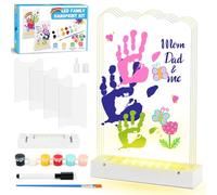 Herefun Kit Huellas Familia Con Luz LED Pinturas, Huellas Bebe Recien Nacido Personalizadas, Huella Bebe Pie Y Manos Para 4 Huellas Recuerdos Familiares DIY Regalo (A)