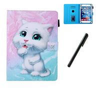 HereMore Funda 10 Pulgadas Universal,Carcasa Antigolpes Estuche Folio Cubierta Protectora para iPad 10.2,Samsung Tab A 10.1/E 9.6,Huawei MediaPad T5 10,Lenovo TB-X103F,YOTOPT/LNMBBS 10.1",Gato