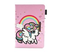 HereMore Funda para 9-10.1" Tablet, Folio Cubierta Carcasa Protección para iPad 2018, ASUS Zenpad 10, Lenovo TB-X103F/Tab 2 A10-30, Huawei MediaPad T3 T5 10/M5 Lite 10, Galaxy Tab A6 10.1, Unicornio