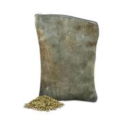 HERENCIA GAUCHA - Yerbera Portátil de Gamuza, Contenedor de Yerba Mate, Yerbero de Cuero, Bolsa para Yerba, Práctico y Compacto para Viajes y Uso Diario (Verde, 1/2 Kg)