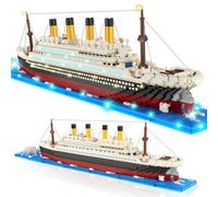 Herenear 4100+ Piezas Titanic Juego de Construcción de Barcos, Titanic Bloques de Construcción Modelo de Barco, Juego de Bloques para Manualidades con LED, Regalo para Adultos y Niños